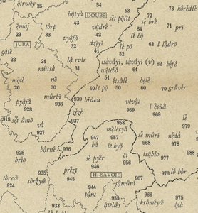 carte de l'Atlas linguistique de la France