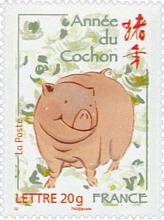 timbre calendrier chinois année du cochon