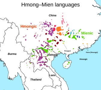 linguistic map Hmong and Mien languages