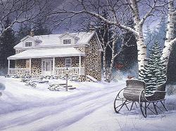 carte Noel : maison en hiver