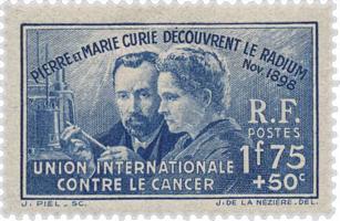 timbre Pierre et Marie Curie découvrent le radium