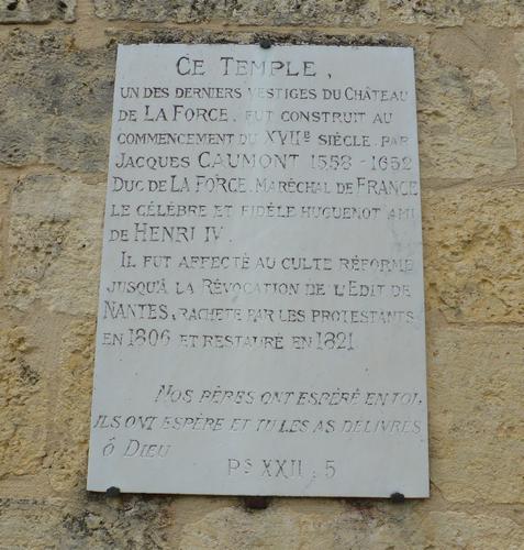 Inscription du temple de La Force