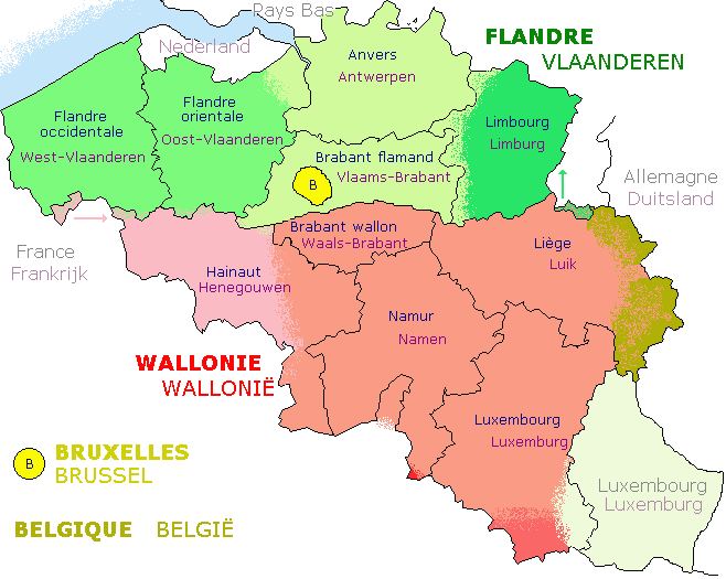 Carte Des Provinces De Belgique Carte Linguistique Lexilogos