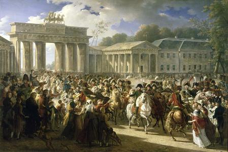 Napoléon à Berlin devant la porte de Brandebourg