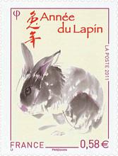 timbre calendrier chinois année du lapin