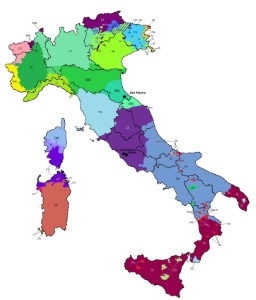 carte linguistique Italie