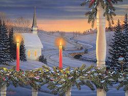 carte Noel : bougies et chapelle