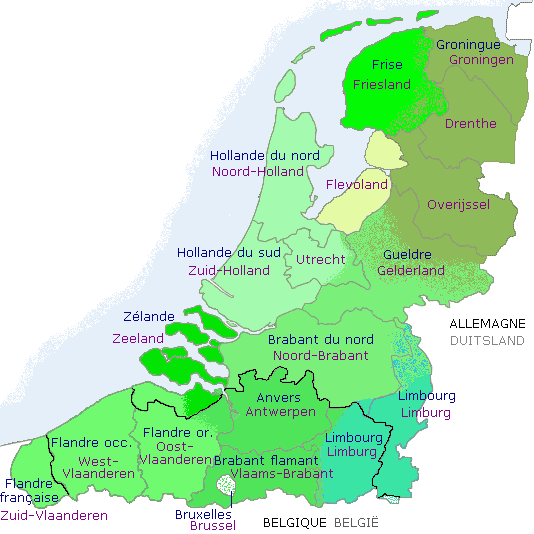 pays bas carte regions Carte Linguistique Du Neerlandais Pays Bas Flandres Lexilogos pays bas carte regions