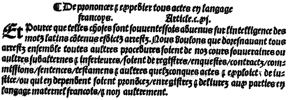 Ordonnance Villers-Cotterêts (1539) - langue française LEXILOGOS >>